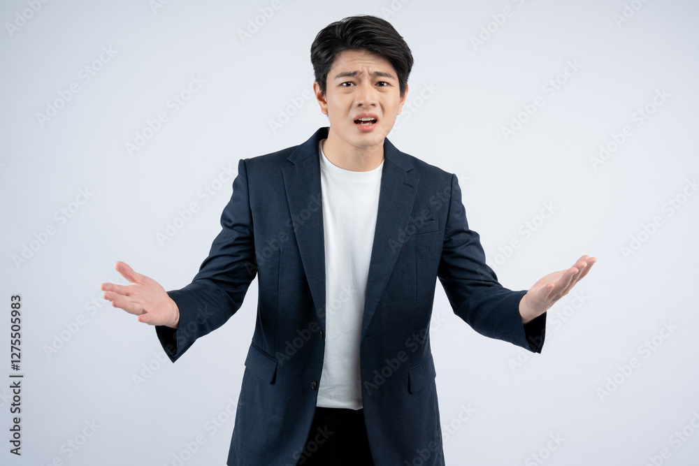 Portrait of young Asian business man posing on white background Portrait of young Asian business man posing on white background