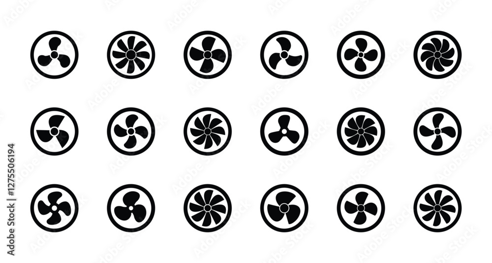 Set of fan icon symbol vector on white background Set of fan icon symbol vector on white background