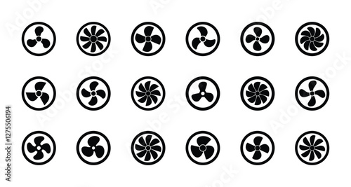 Set of fan icon symbol vector on white background