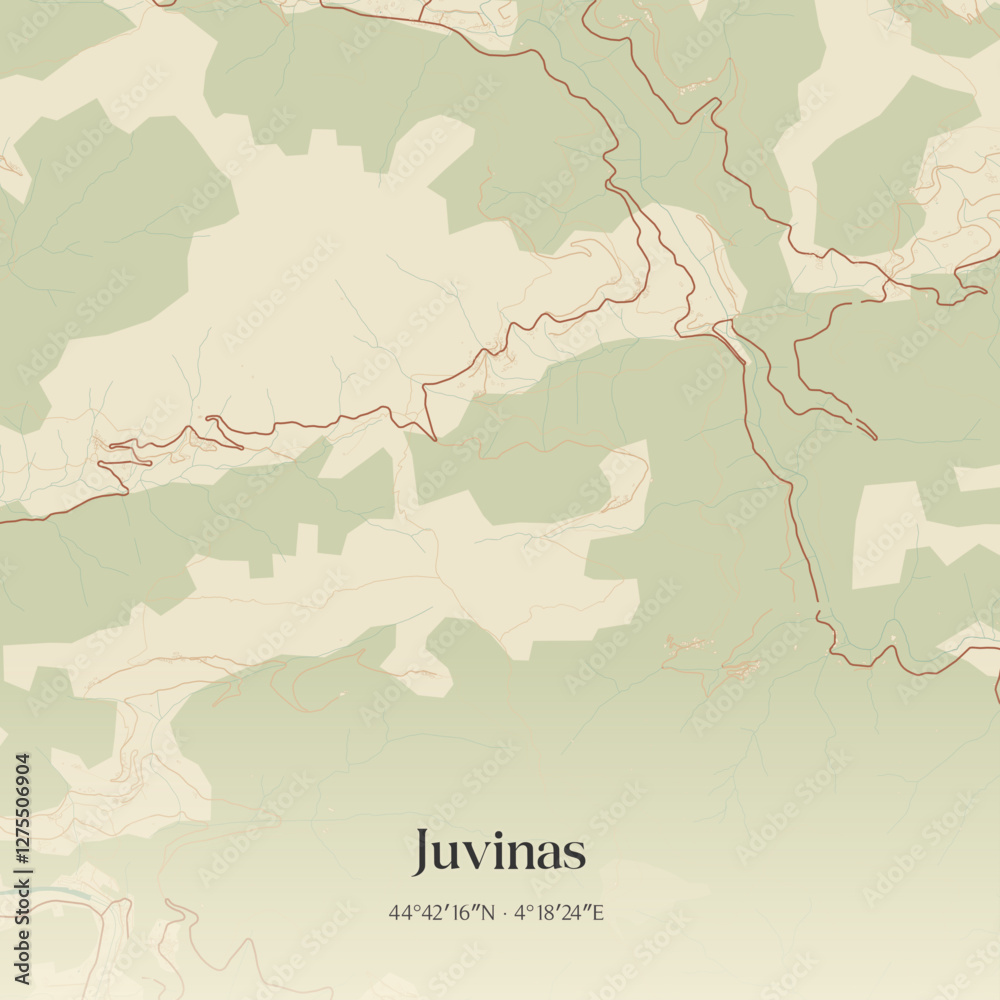 Obraz premium Vintage map of Juvinas, France.