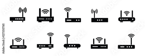 Set of router icon symbol vector on white background