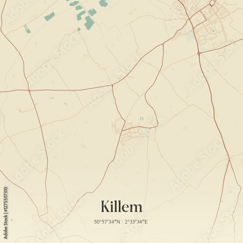Vintage map of Killem, France.