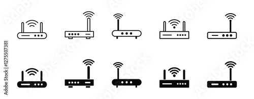 Set of router icon symbol vector on white background