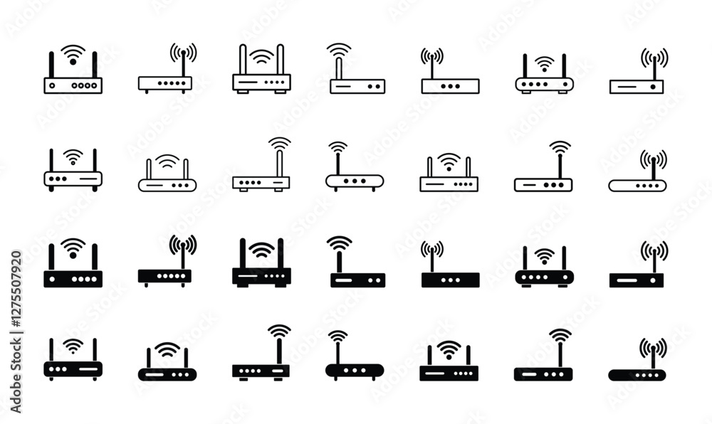 Set of router icon symbol vector on white background
