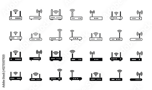 Set of router icon symbol vector on white background