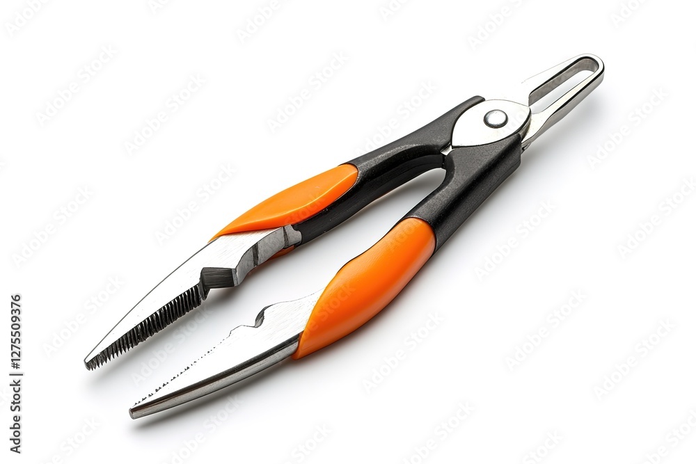 High-Resolution Image of Professional-Grade Pliers with a Striking Orange and Black Handle, Perfectly Isolated on a Pure White Background, Ideal for Industrial, Mechanical, and DIY Projects. A High-Resolution Image of Professional-Grade Pliers with a Striking Orange and Black Handle, Perfectly Isolated on a Pure White Background, Ideal for Industrial, Mechanical, and DIY Projects. A