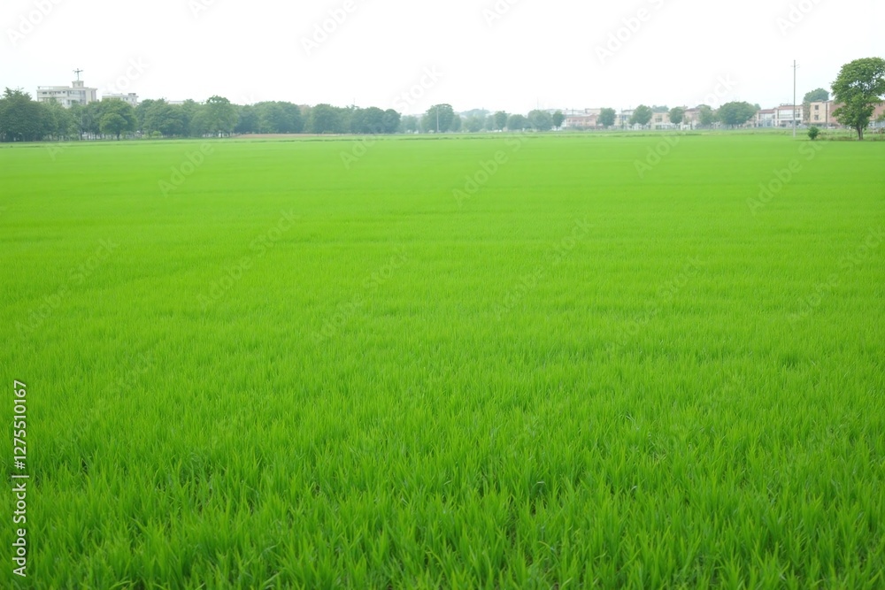 Vast field of green grass neatly trimmed overcast sky Vast field of green grass neatly trimmed overcast sky