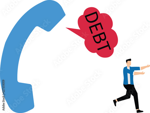 Debt payment notification via phone call concept