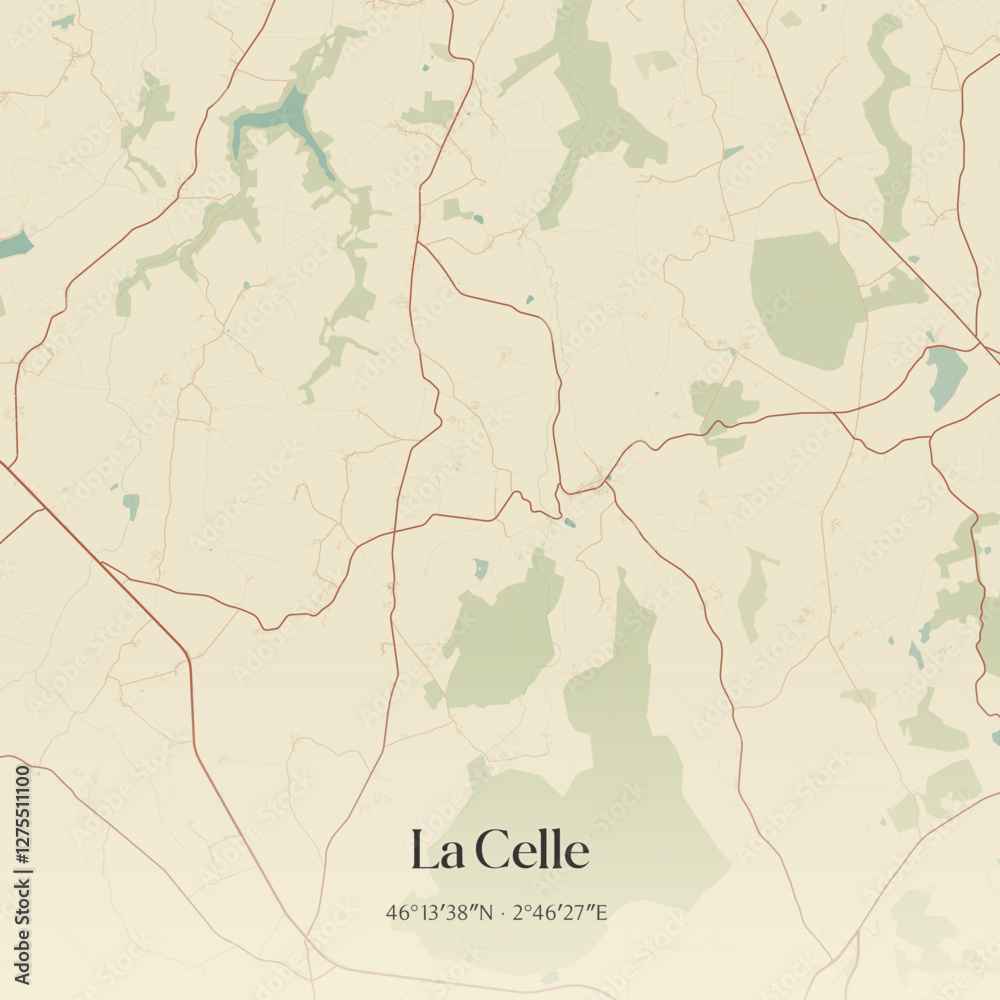 Fototapeta premium Vintage map of La Celle, France.