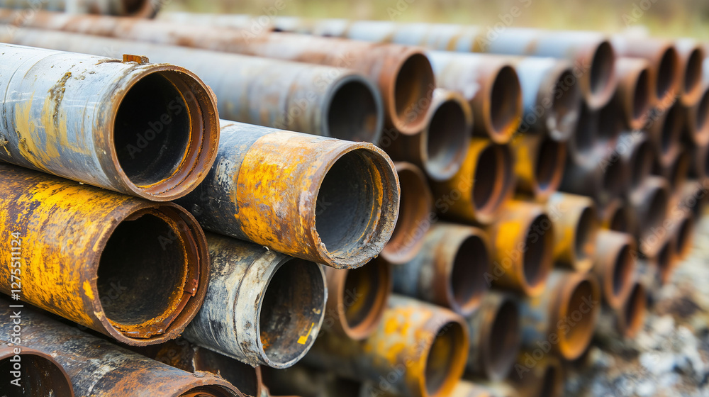stack of iron tube pipes at factory warehouse outdoor stack of iron tube pipes at factory warehouse outdoor
