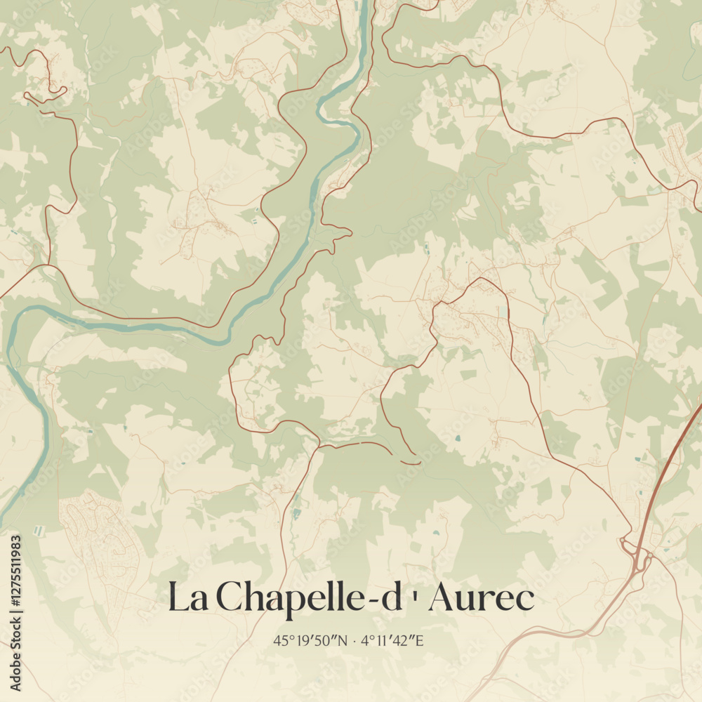 Fototapeta premium Vintage map of La Chapelle-d'Aurec, France.