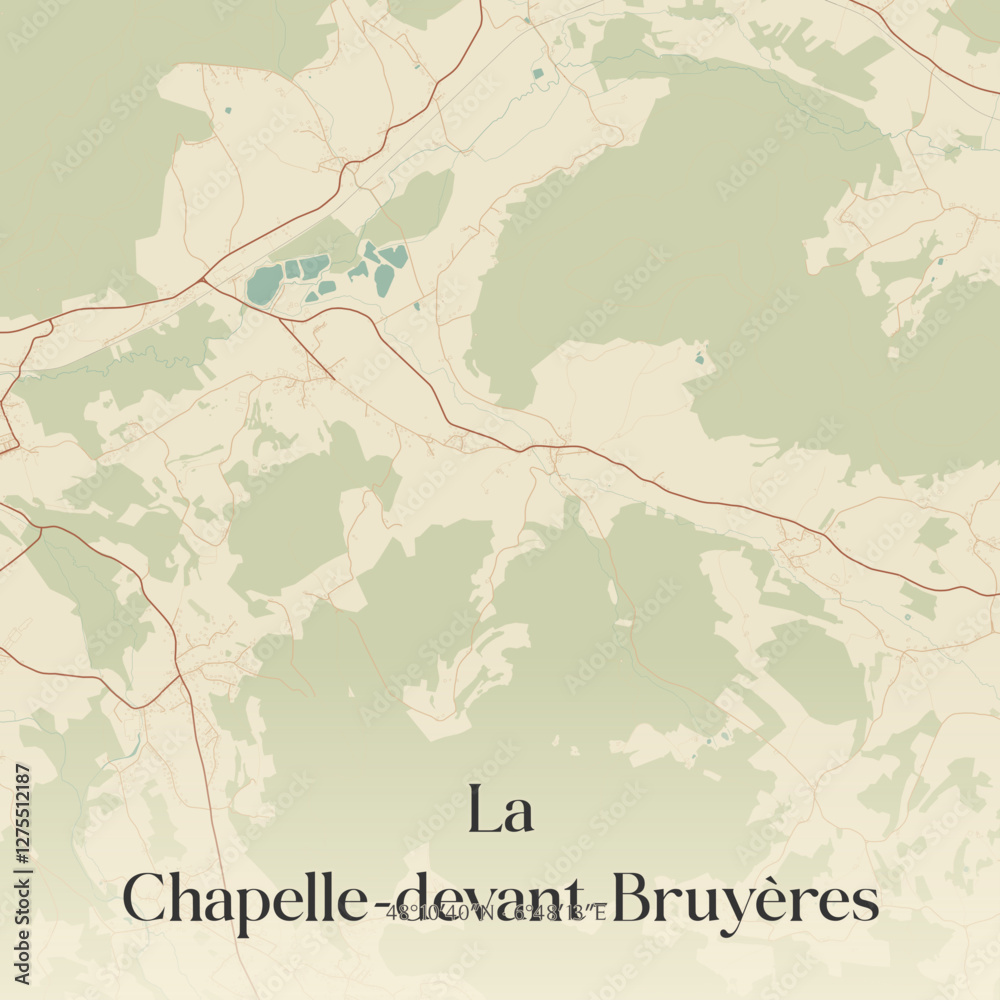 Obraz premium Vintage map of La Chapelle-devant-Bruyères, France.