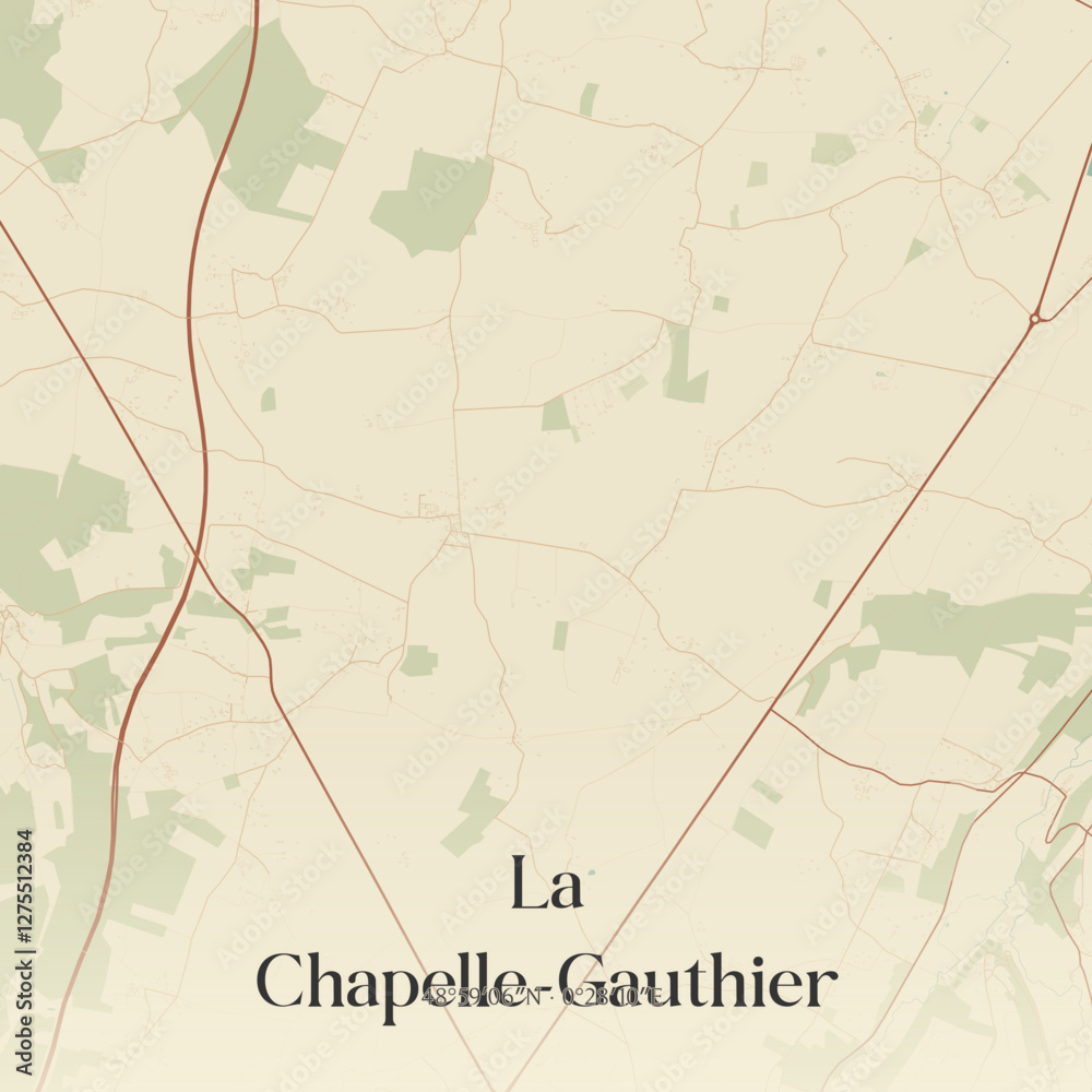Fototapeta premium Vintage map of La Chapelle-Gauthier, France.