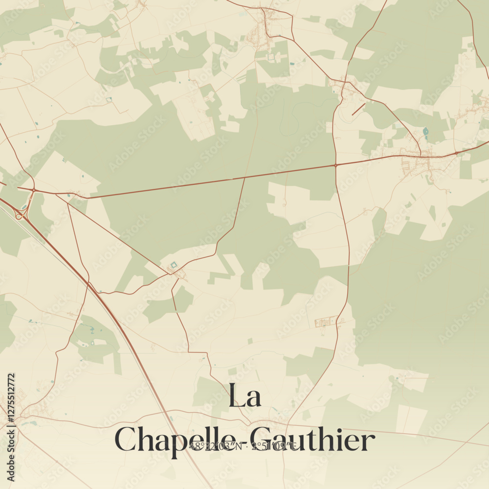 Fototapeta premium Vintage map of La Chapelle-Gauthier, France.