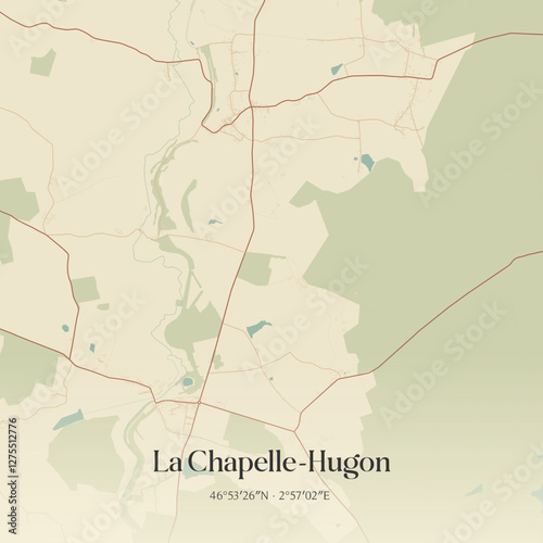 Vintage map of La Chapelle-Hugon, France.