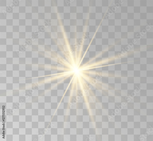 Transparent yellow sunlight special lens flash light effect. Front solar flare lenses	
