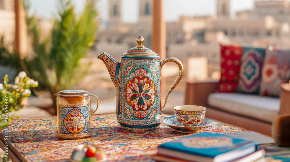 Fototapeta premium Exotic Teatime: Still Life Composition of Teaware for Cultural Appreciation and Refreshment