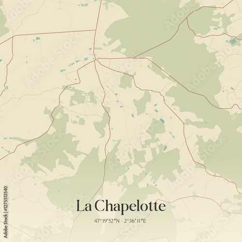 Vintage map of La Chapelotte, France.