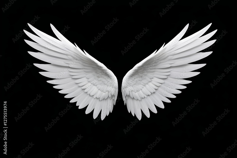 Fototapeta premium a close up of a white angel wings on a black background