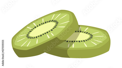 Vector isolated kiwi slices illustration