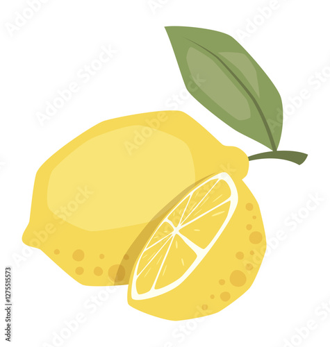 Vector isolated whole lemon with half lemon