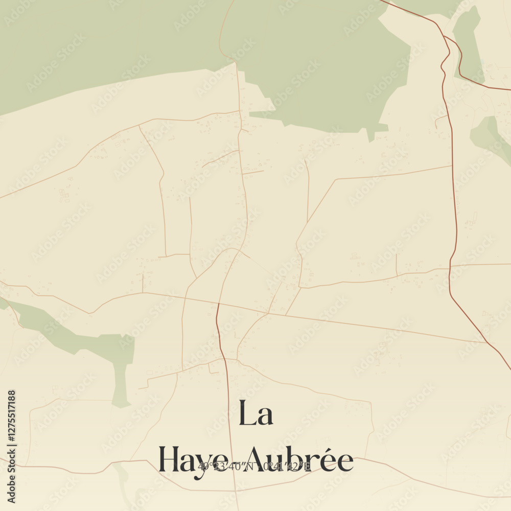 Fototapeta premium Vintage map of La Haye-Aubrée, France.