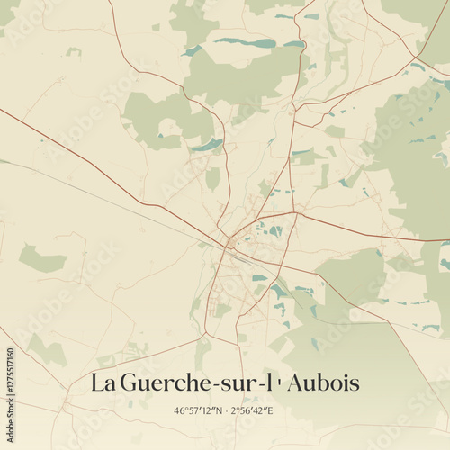 Vintage map of La Guerche-sur-l'Aubois, France.