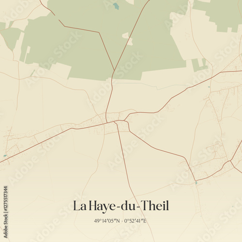 Vintage map of La Haye-du-Theil, France.
