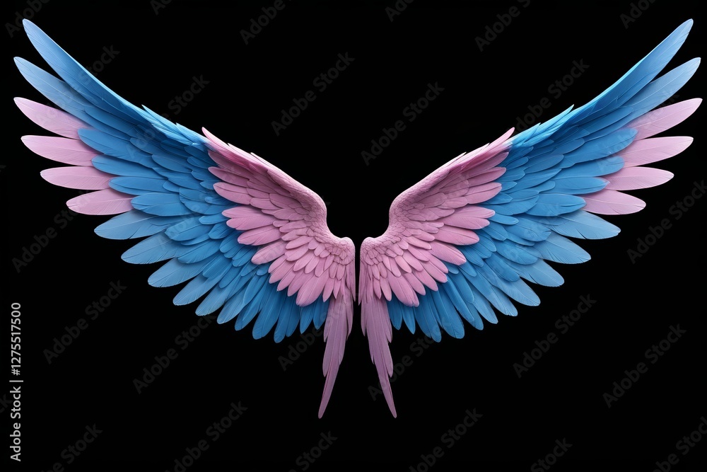 Fototapeta premium a close up of a pink and blue bird with wings spread