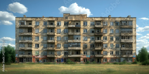 Decaying Apartment Building Illustration