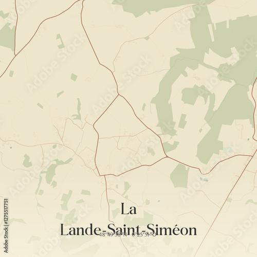 Vintage map of La Lande-Saint-Siméon, France.