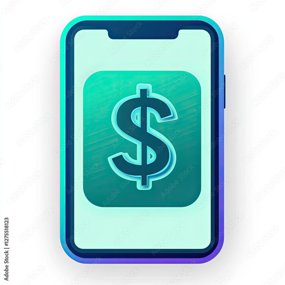 Smartphone app icon dollar sign Smartphone app icon dollar sign