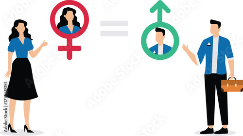 Gender equality in office concept