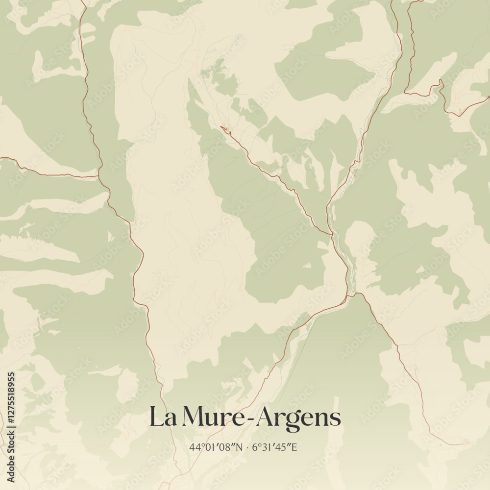 Obraz premium Vintage map of La Mure-Argens, France.