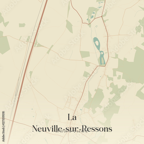 Vintage map of La Neuville-sur-Ressons, France.
