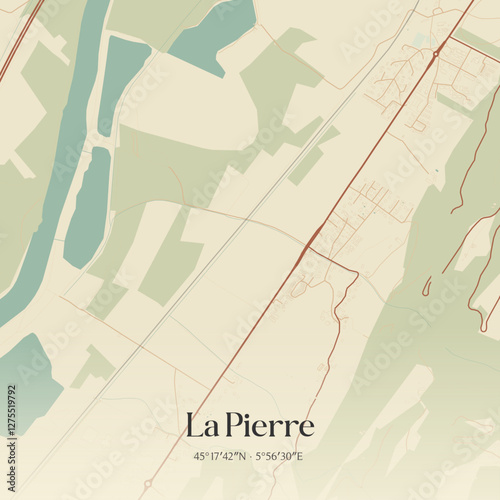Vintage map of La Pierre, France.