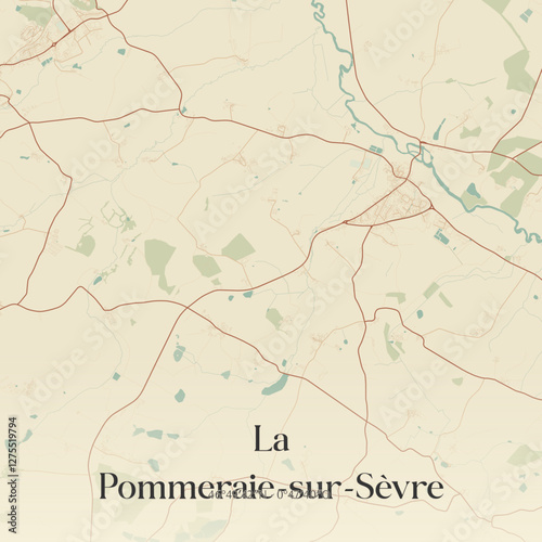 Vintage map of La Pommeraie-sur-Sèvre, France.