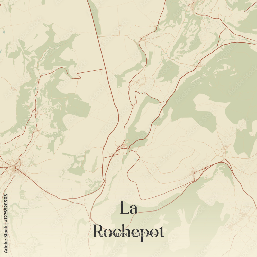 Fototapeta premium Vintage map of La Rochepot, France.