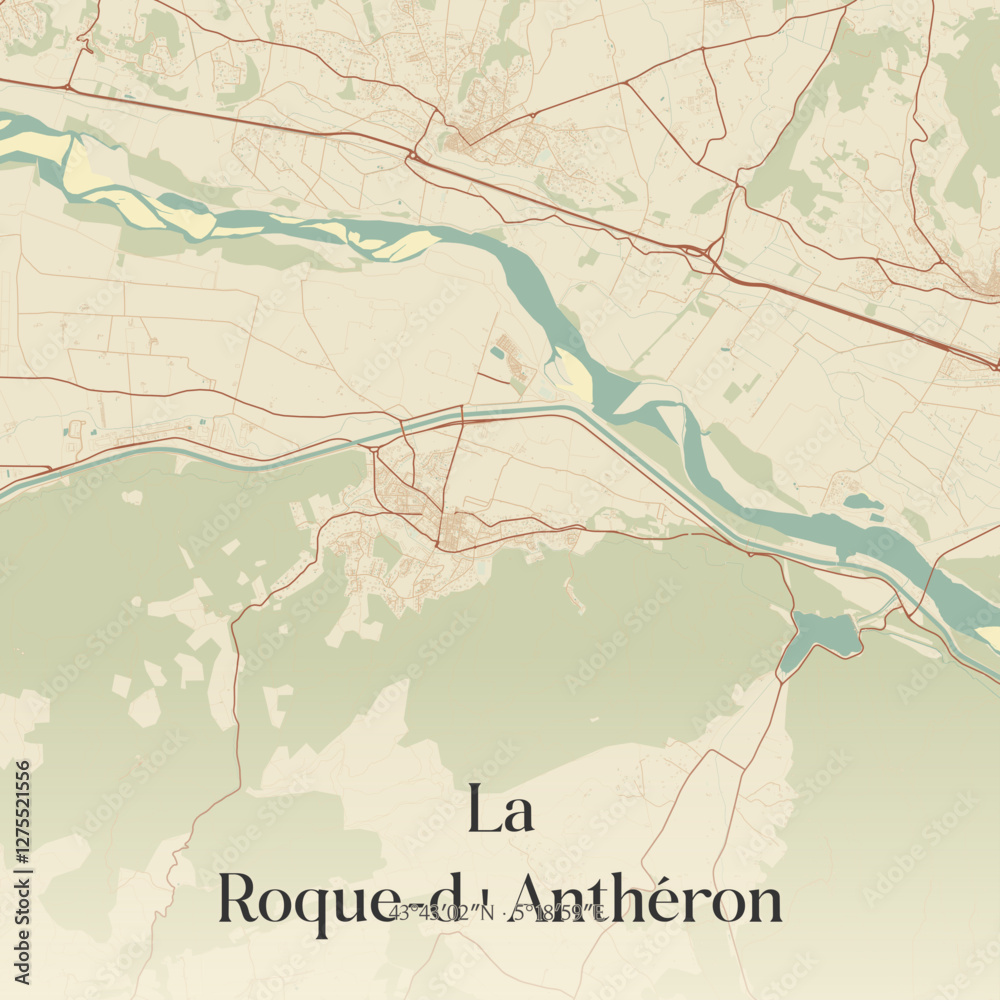 Obraz premium Vintage map of La Roque-d'Anthéron, France.