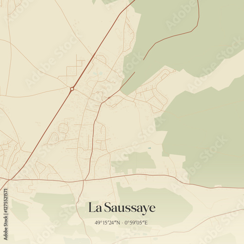 Vintage map of La Saussaye, France.