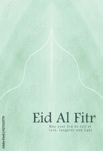mubarak eid al fitr celebration greeting card  hand drawn illustration banner template photo