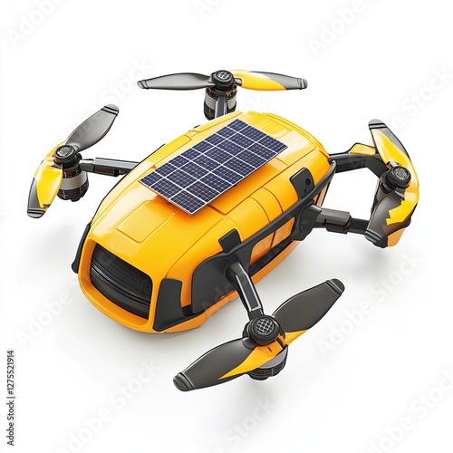 Solar-powered drone, isolated on white background photo