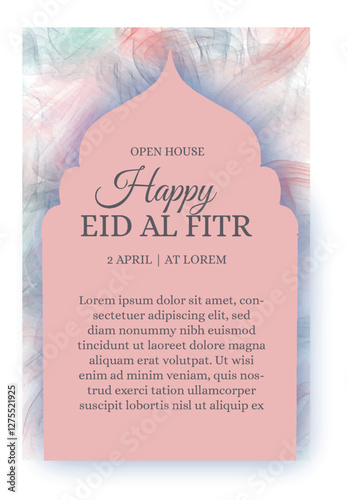 mubarak eid al fitr celebration greeting card  hand drawn illustration banner template photo