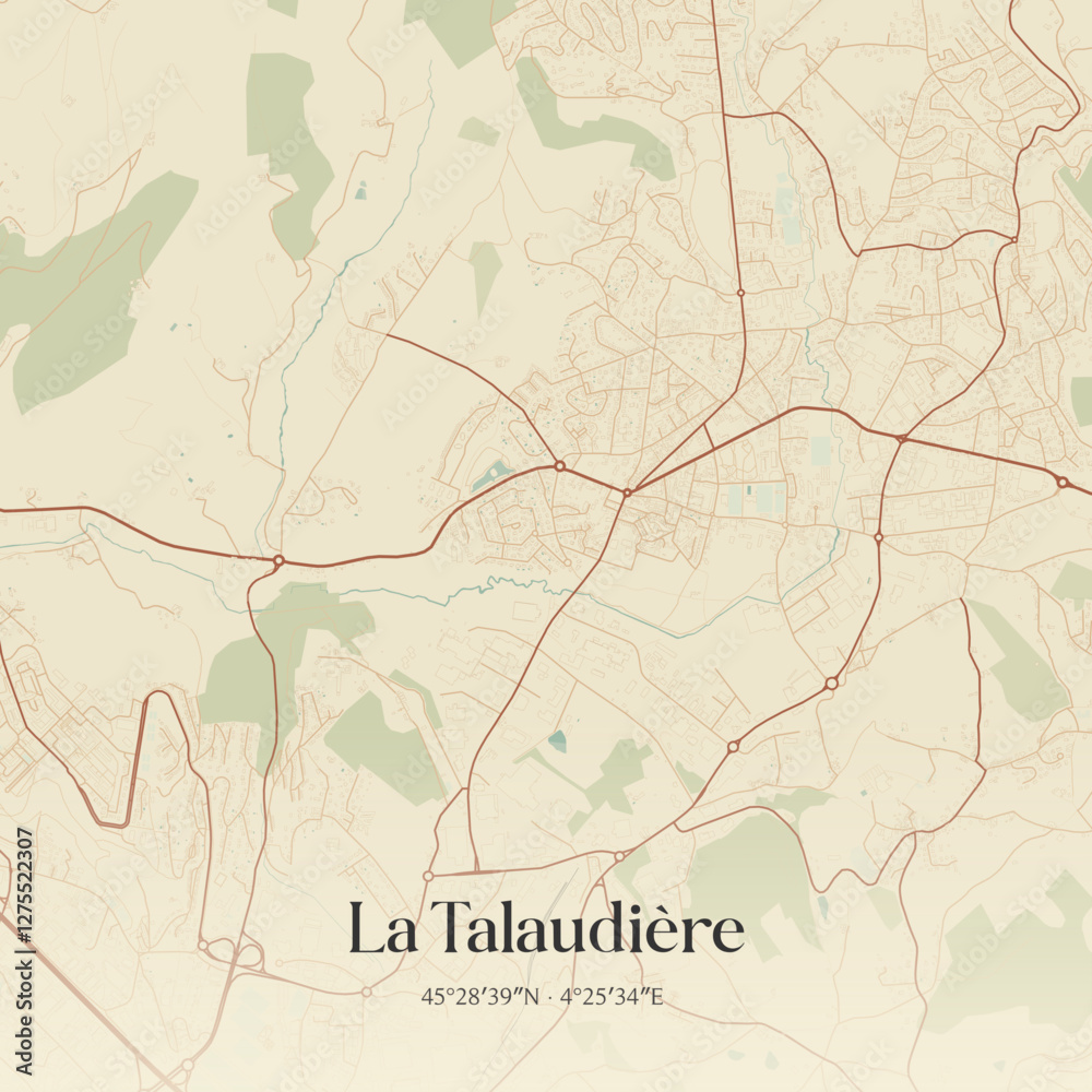 Obraz premium Vintage map of La Talaudière, France.
