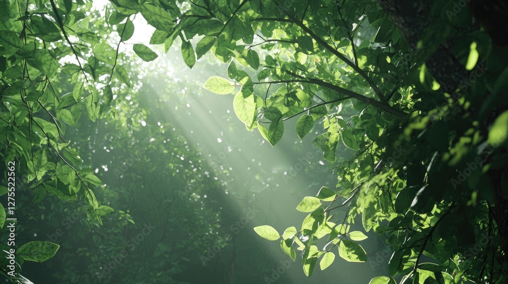 Green leaves illuminated by soft sunlight in a natural setting. Fresh air, botanical beauty, organic texture, nature's glow, outdoor environment, plant life, eco-friendly atmosphere. Generative AI Green leaves illuminated by soft sunlight in a natural setting. Fresh air, botanical beauty, organic texture, nature's glow, outdoor environment, plant life, eco-friendly atmosphere. Generative AI