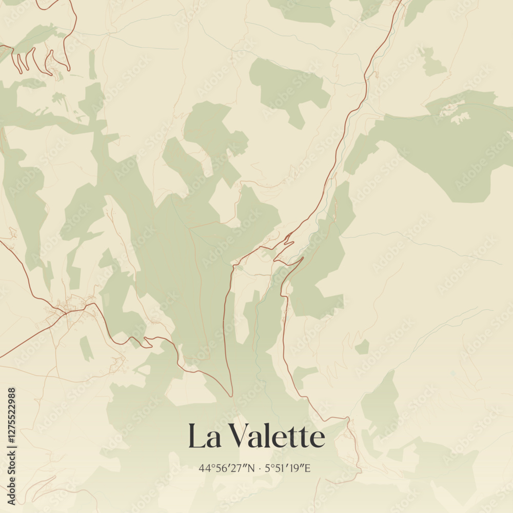 Fototapeta premium Vintage map of La Valette, France.