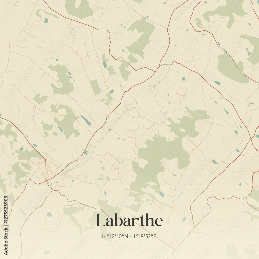 Fototapeta premium Vintage map of Labarthe, France.