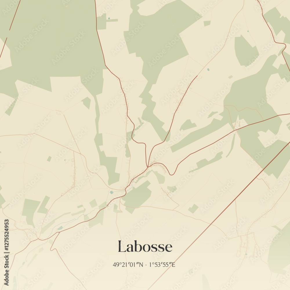 Fototapeta premium Vintage map of Labosse, France.