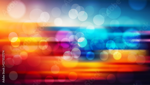 Colorful bokeh. Abstract festive blurred background. Bright defocused glowing lights effect. Graphic template for celebration banners and invitations. Vector illustration.