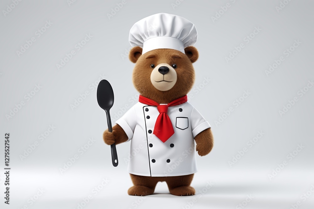 arafed teddy bear dressed in chef outfit holding a spoon and spoon arafed teddy bear dressed in chef outfit holding a spoon and spoon